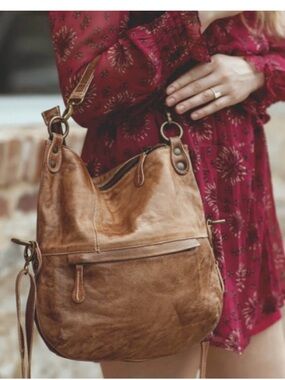 Bed Stu Tahiti fold over brown leather bag